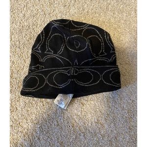 Black and Metallic Signature Coach Winter Hat